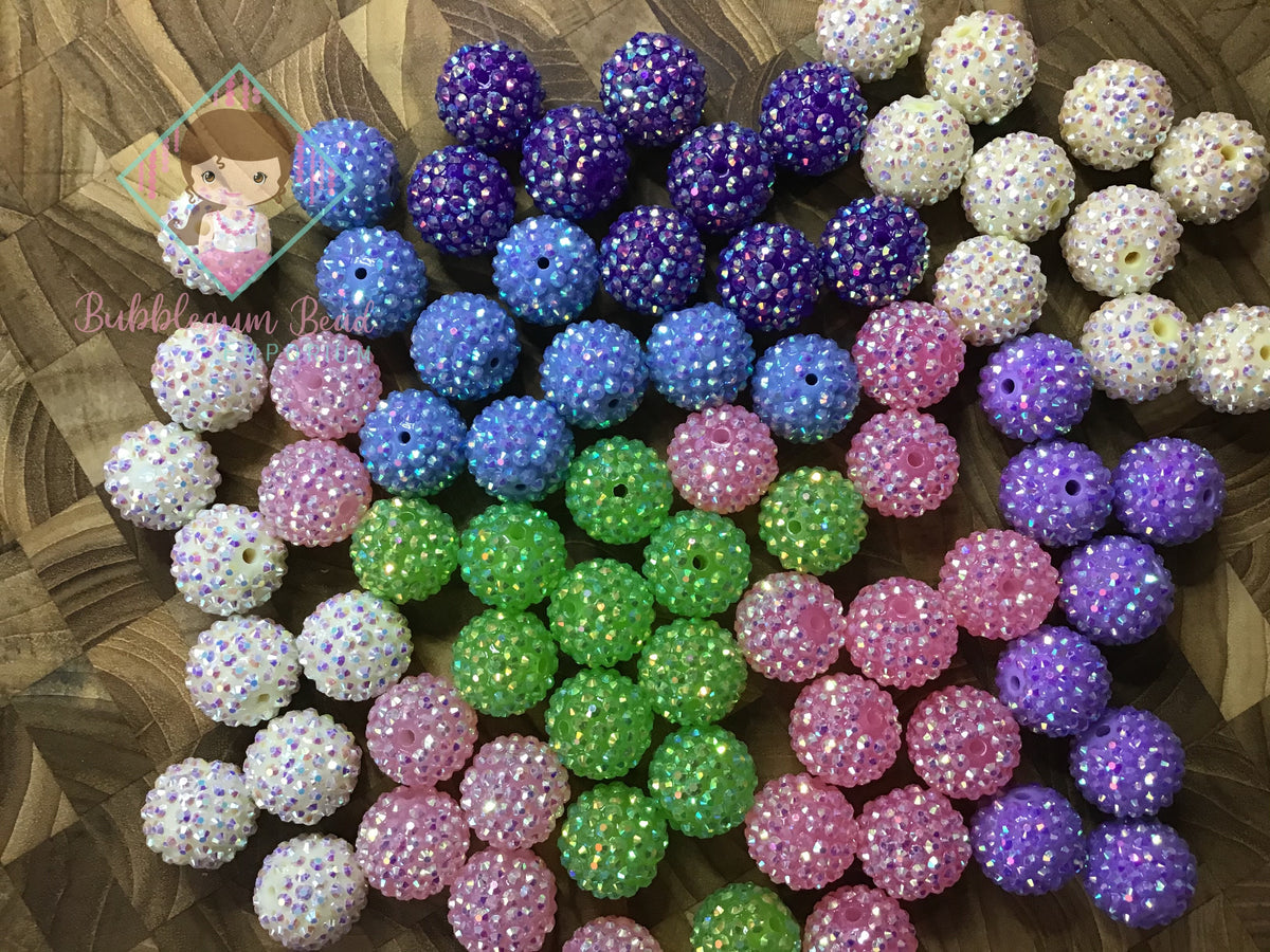 20mm Purple berry rhinestone bubblegum beads