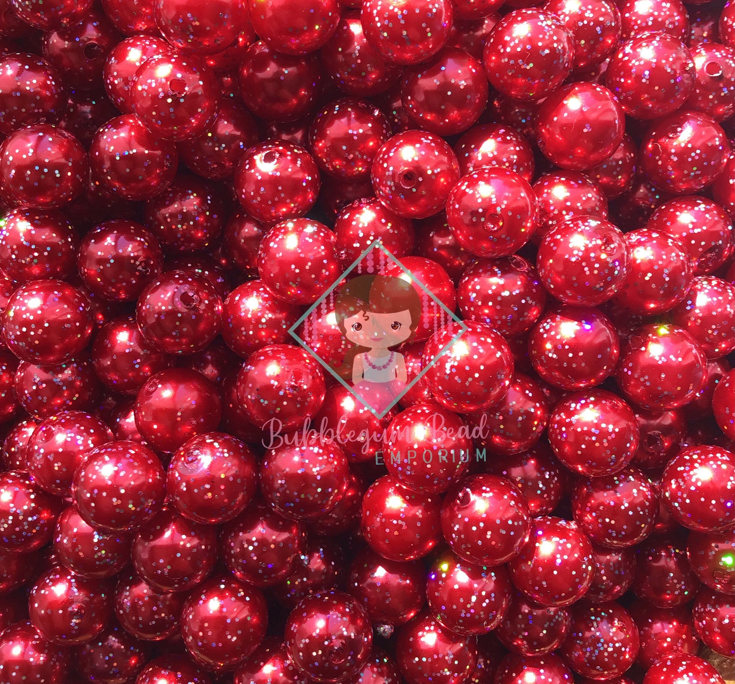 Red Glitter Beads
