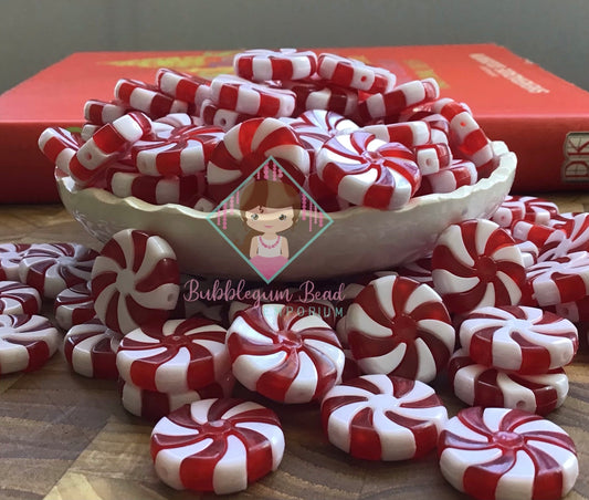 Peppermint Candy Flat Holiday Beads