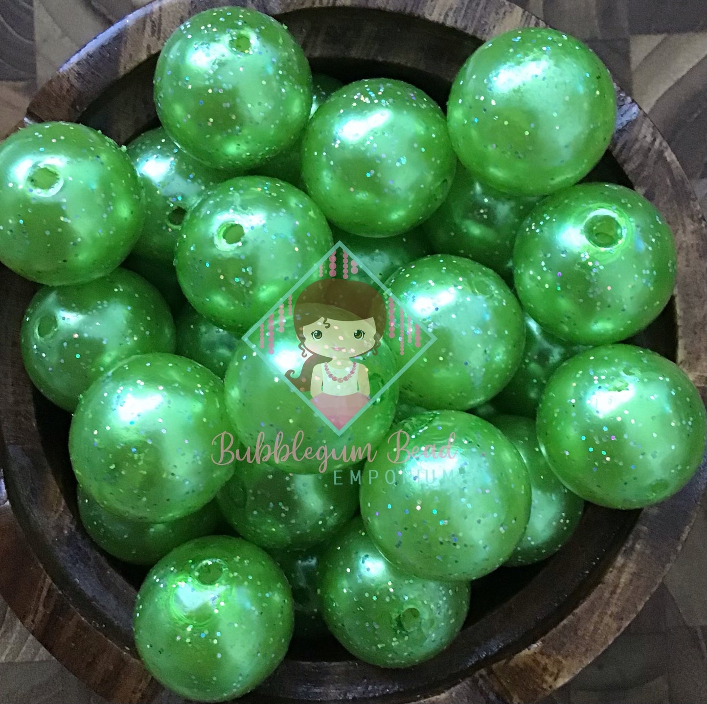 Lime Glitter Beads