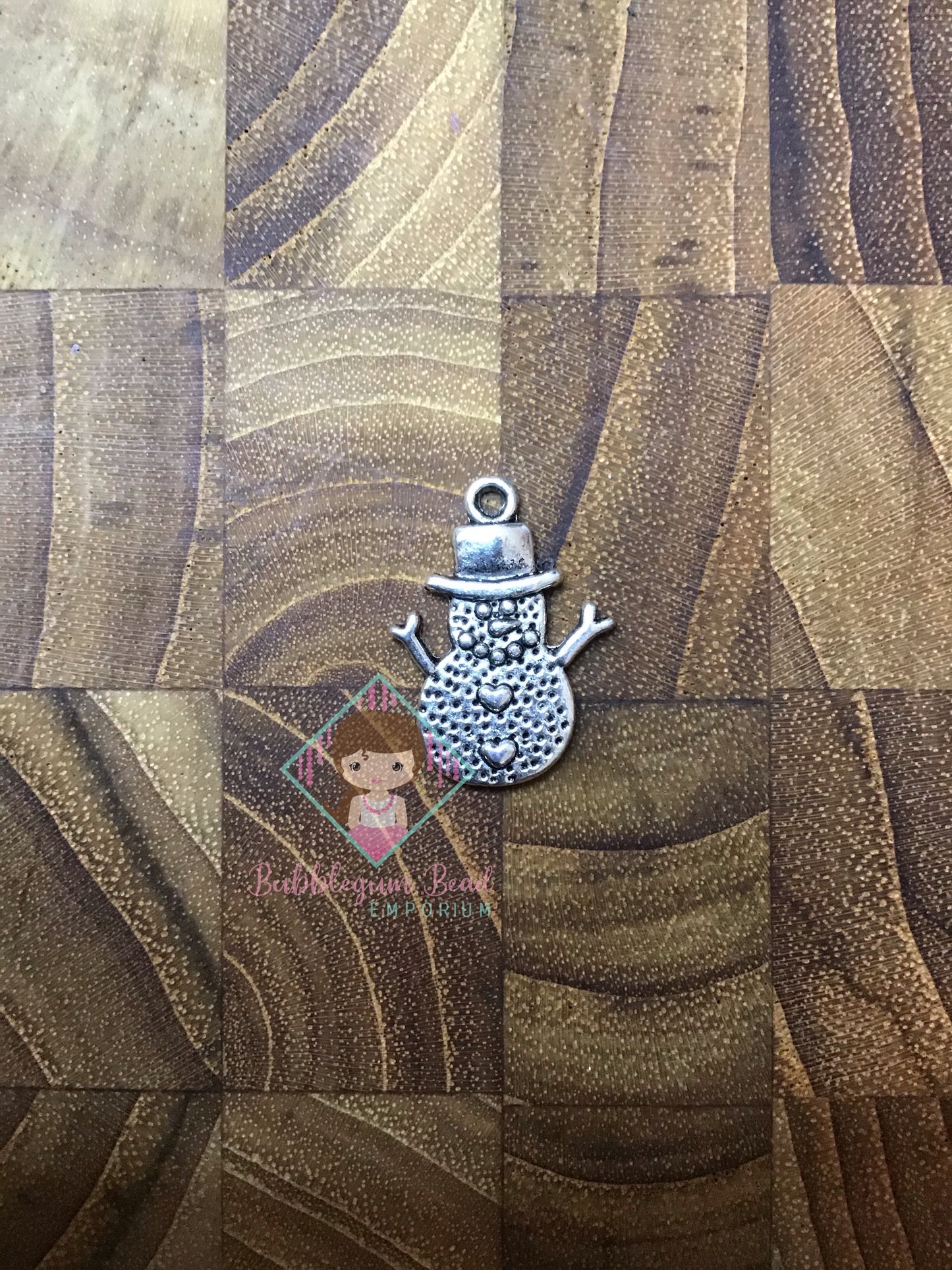 Snowman silver coloured metal charms Holiday Beads
