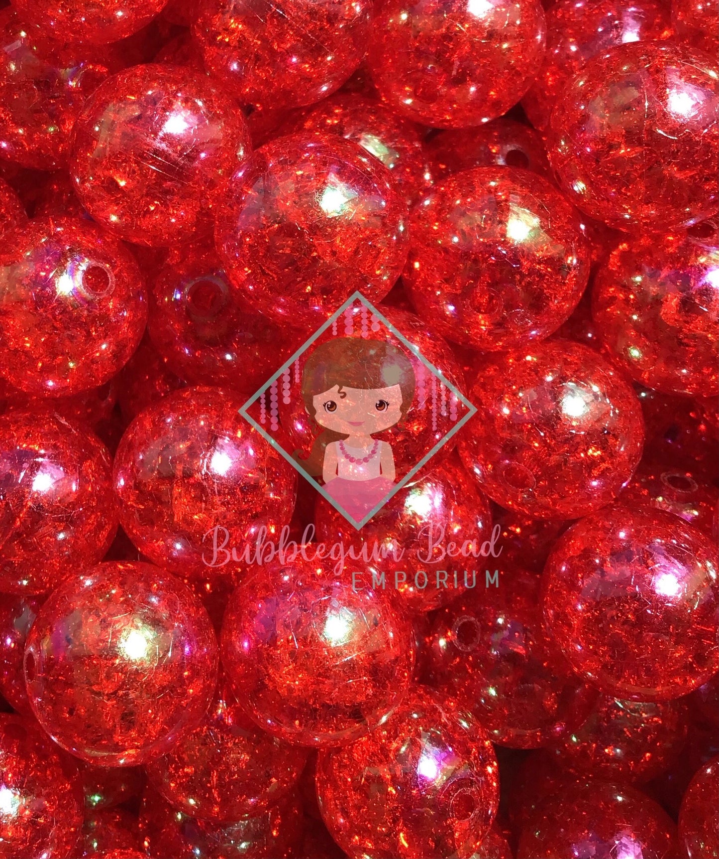 Ruby Red Crackle Beads