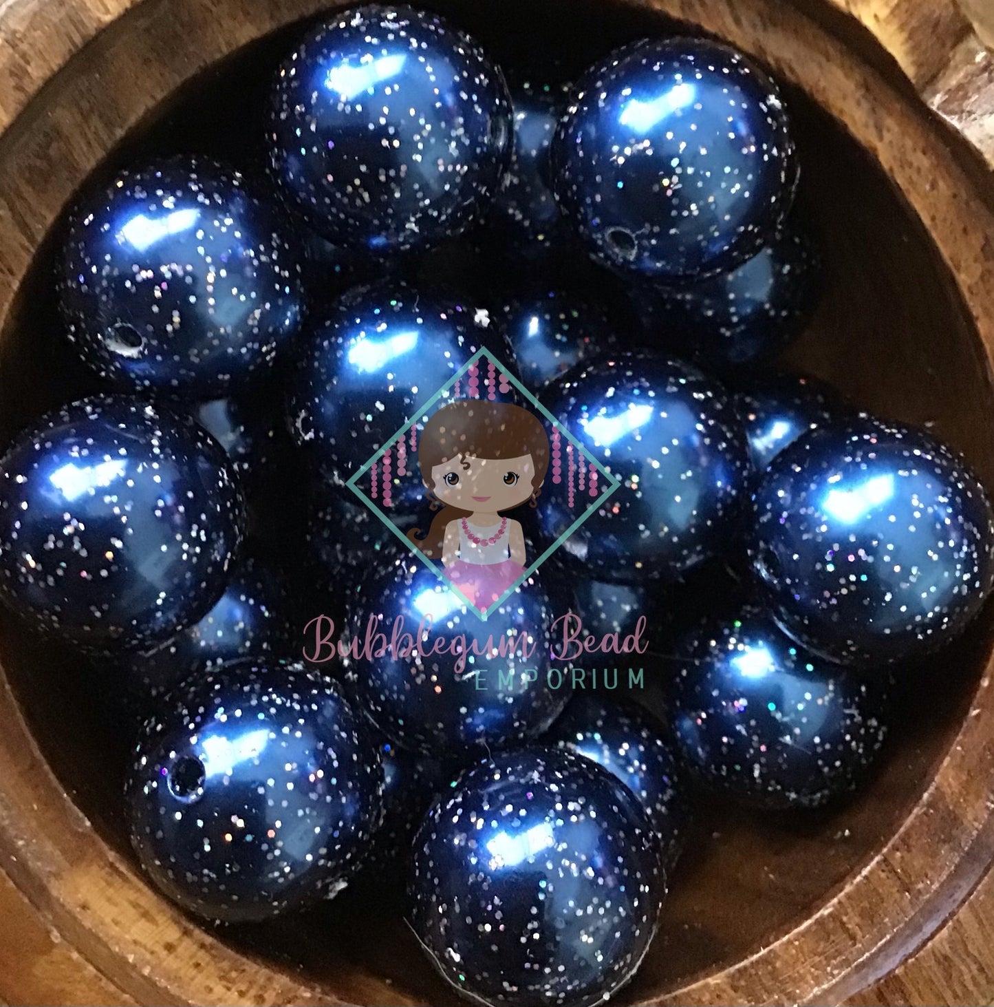 Midnight Blue Glitter Beads