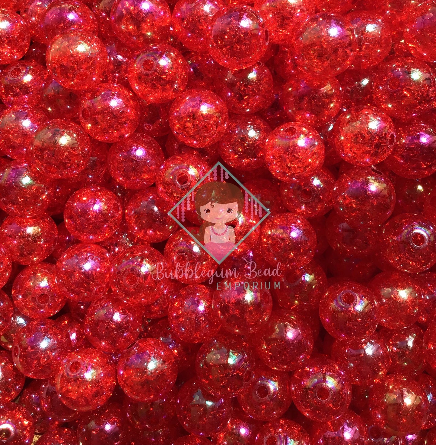 Ruby Red Crackle Beads