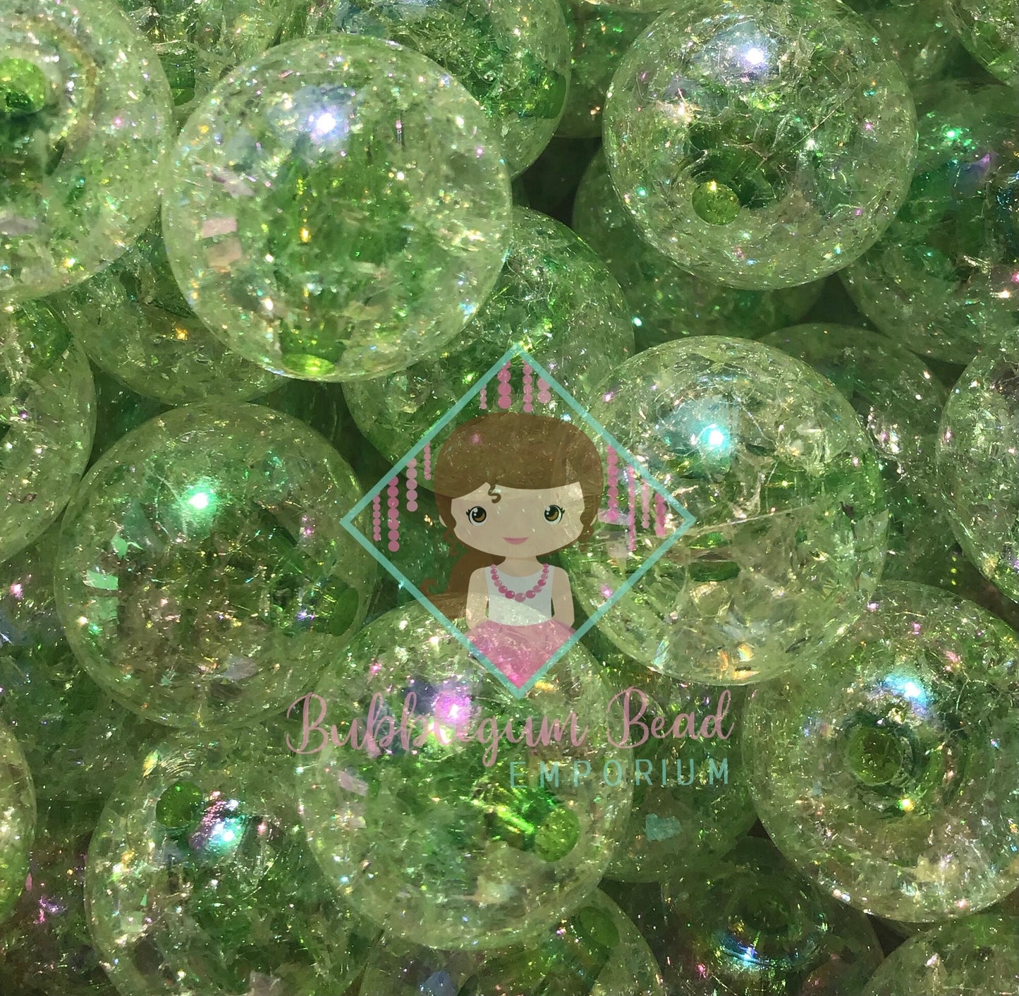 Green Crackle Beads