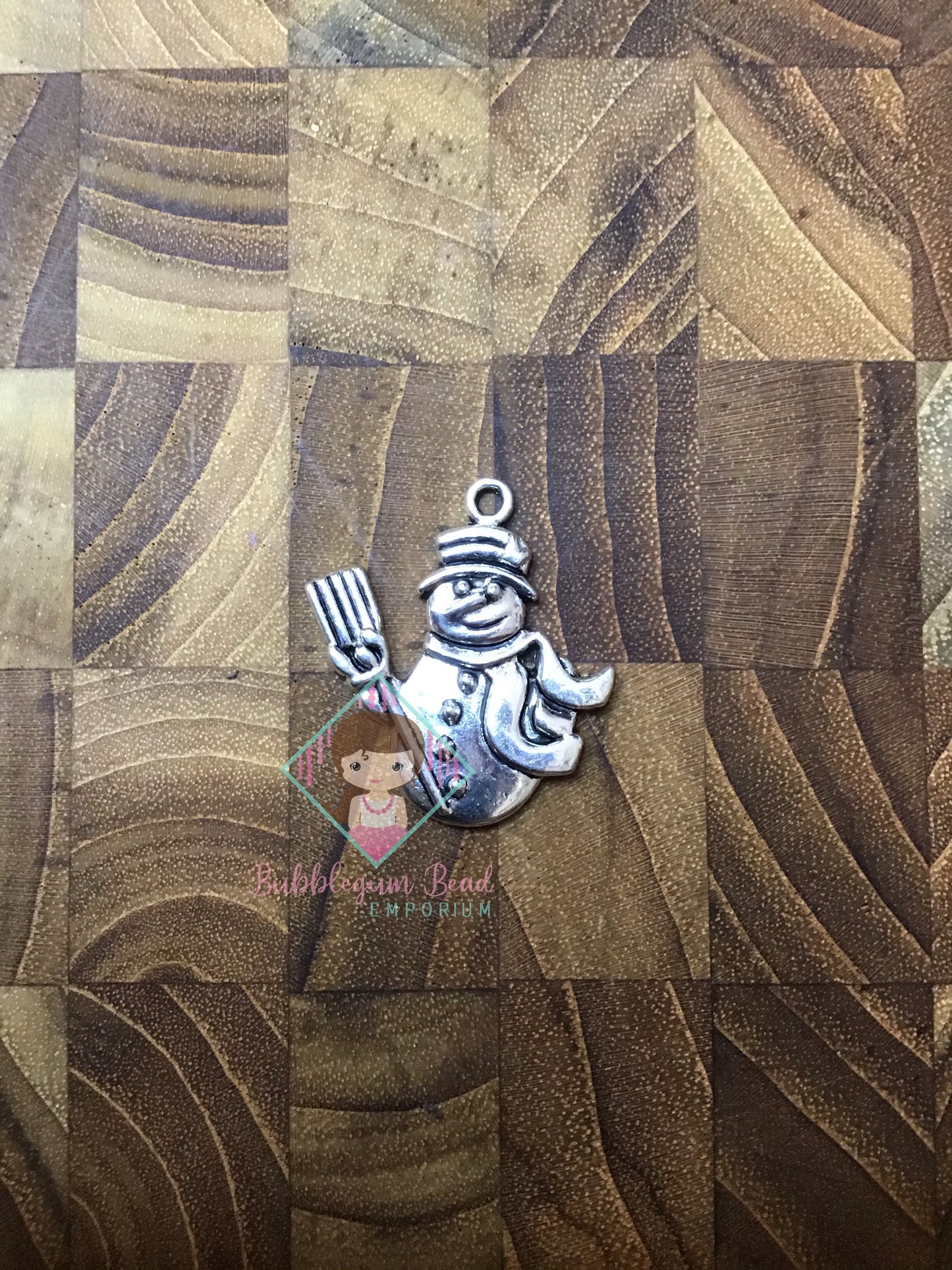 Snowman silver coloured metal charms Holiday Beads
