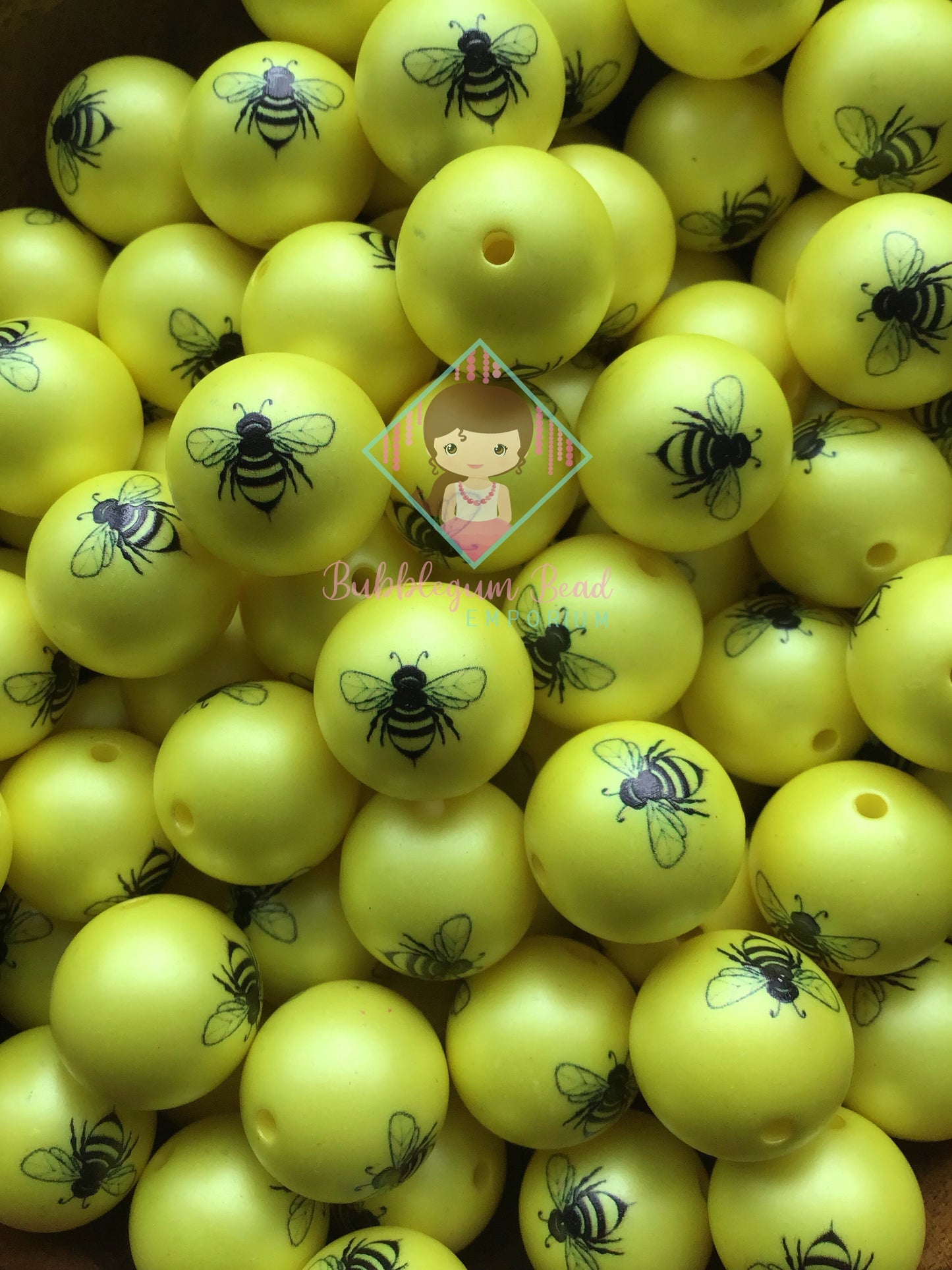 Yellow Bee Print Beads