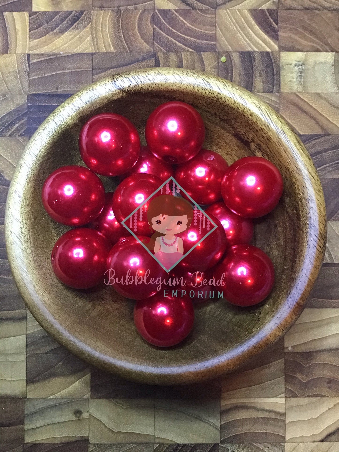 Ruby Red Pearl Beads.