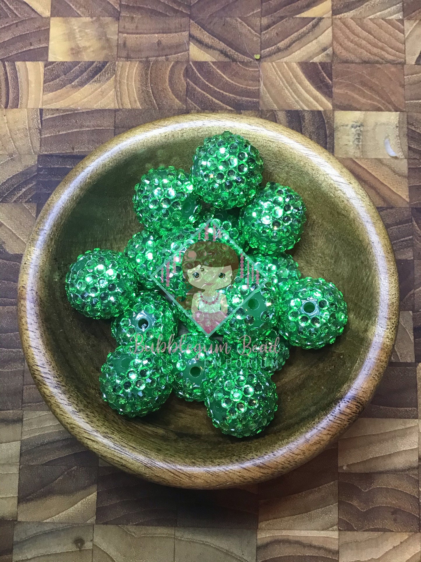 Green Rhinestone Beads.