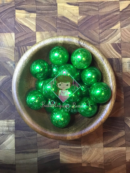 Green Glitter Beads