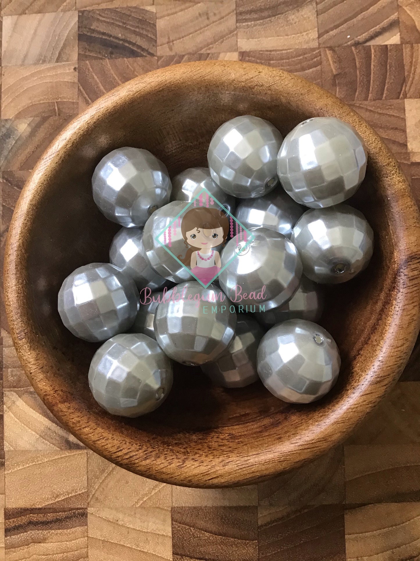 Silver disco ball Shaped Beads