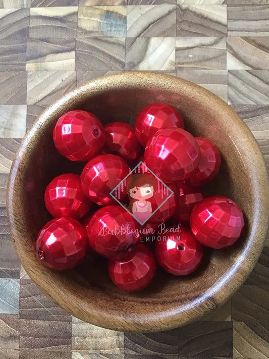 Red Pearl Disco Ball Shaped Beads.
