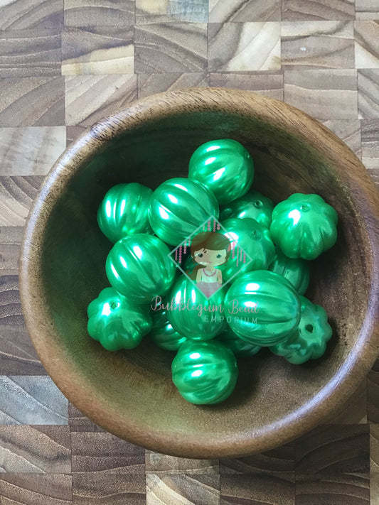 Green Pearl Pumpkin Shaped Beads.