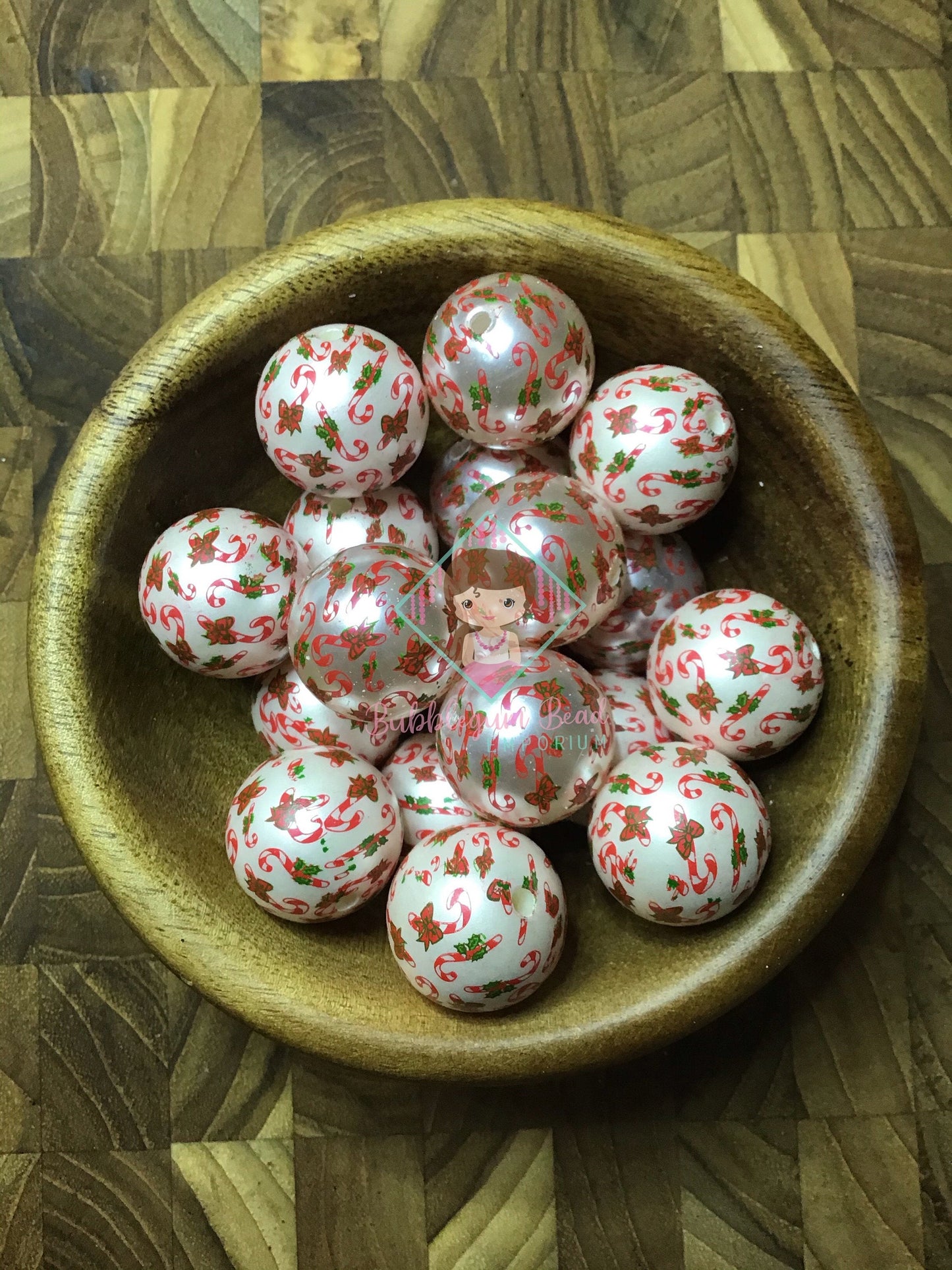 Candy Cane Holiday Beads.