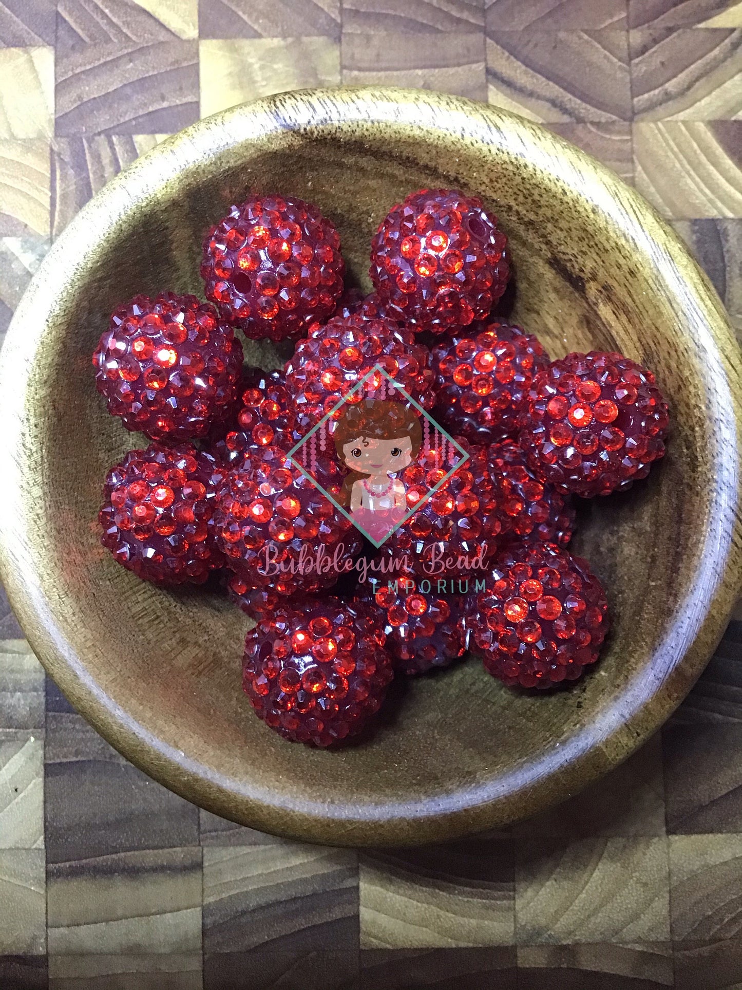 Ruby Red Rhinestone Beads.